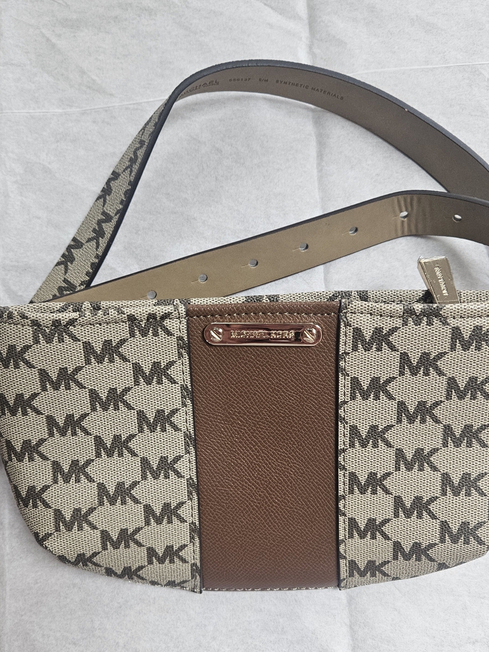 Michael Kors Beige & Brown MK Signature Belt Bag